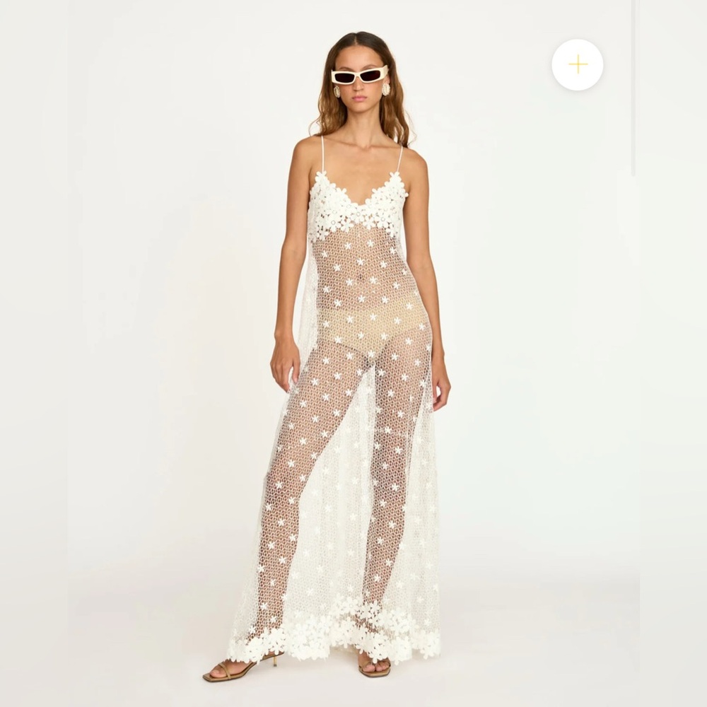 White Floral Sheer Maxi Dress